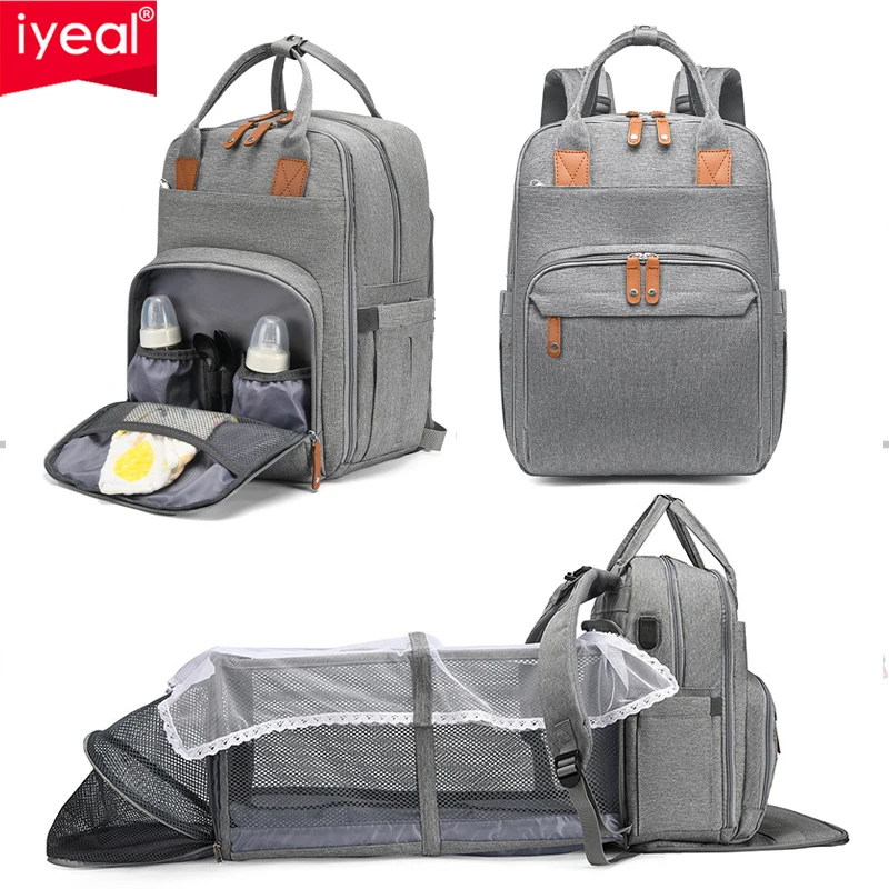 Новая Удлиненная сумка для мамы в детскую кроватку с большой емкостью и прокладкой для мочеиспускания, Многослойная сумка для матери и ребенка, USB