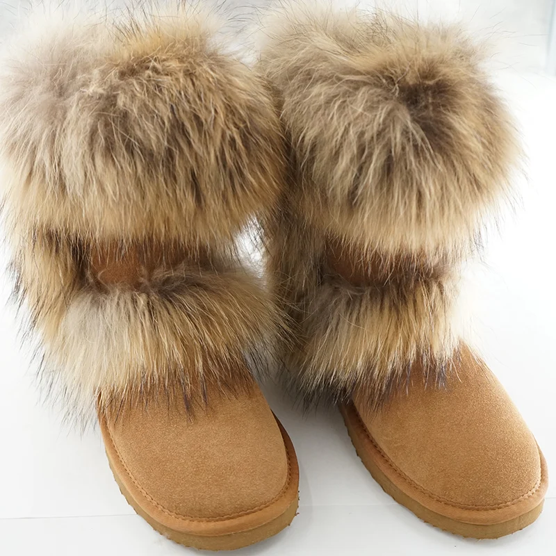 Новое поступление 2023, Женские зимние ботинки с нескользящим лисьим мехом, Женская обувь Geniune, женские зимние ботинки из натуральной кожи