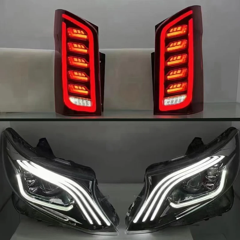 обновление подтяжки лица maybach стиль светодиодный автомобильный налобный фонарь для Benz VITO V250 V260 с 2016 по 2023 год головной фонарь задний фонарь