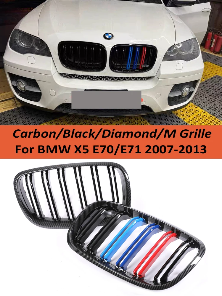 Передняя Почечная Карбоновая Решетка M Color Для BMW X5 X6 E70 E71 2007-2013 Гоночная Решетка Радиатора Крышка xDrive 35d 30i 50i Аксессуары