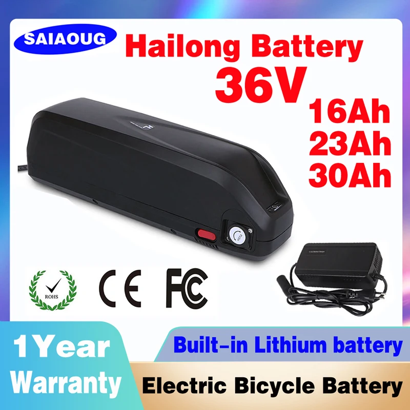Перезаряжаемая Литиевая Батарея Для Электрического Велосипеда-Скутера Hailong Electric18650 Аккумуляторная Батарея 36V 16Ah 23Ah 30Ah Велосипедная Литиевая Батарея