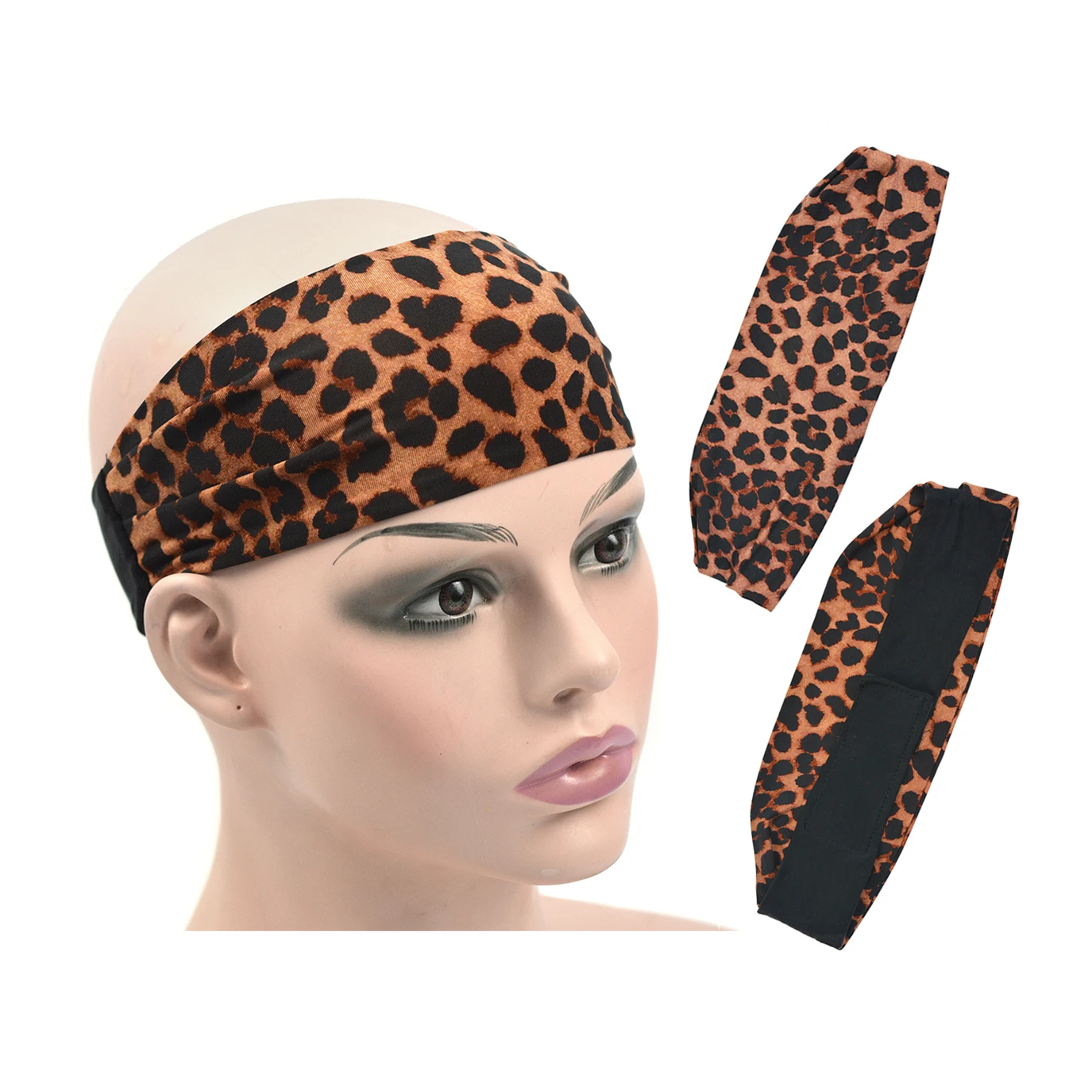 Повязки на голову с леопардовым принтом, 2 шт., кружевные ленты для париков из ледяного шелка, Регулируемые ленты для повязки на голову, парик