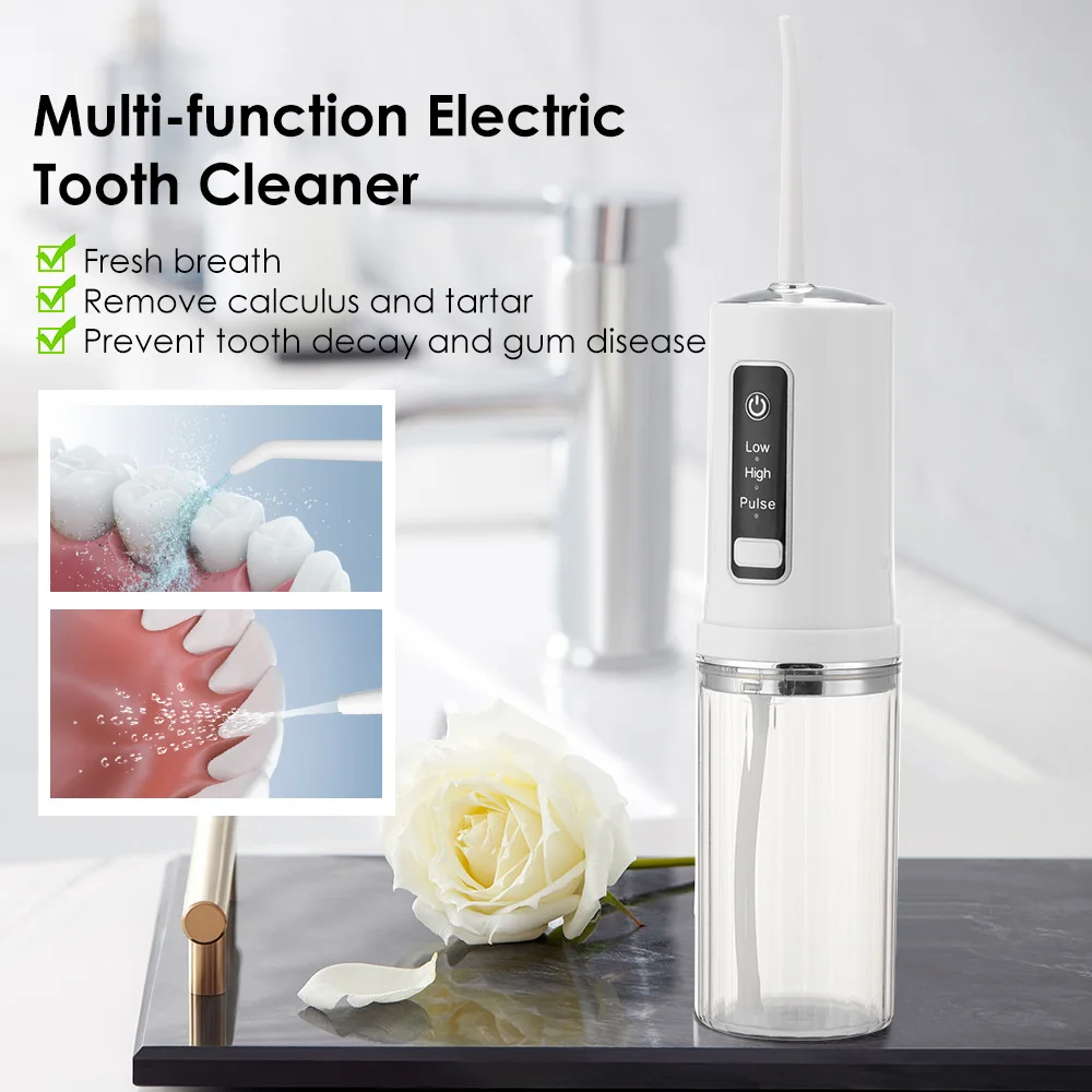 Портативный Ирригатор для полости рта, Зубная нить для чистки зубов, Электрическое устройство для промывания рта С заменой 4 наконечников