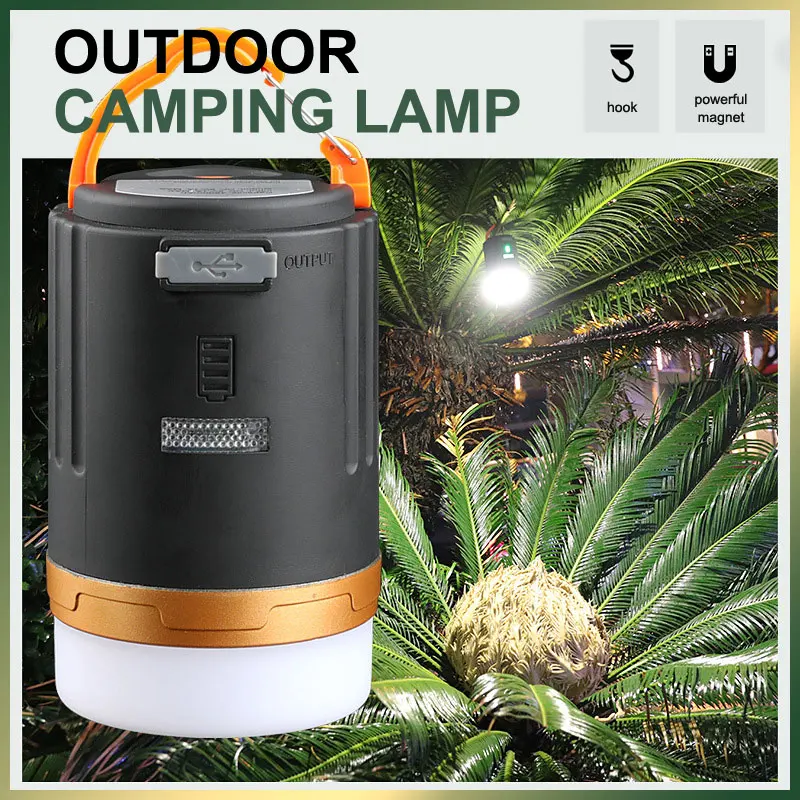 Портативный Фонарь для кемпинга, перезаряжаемый через USB, аварийный светильник, водонепроницаемая светодиодная лампа, фонарик для наружного освещения садовой палатки