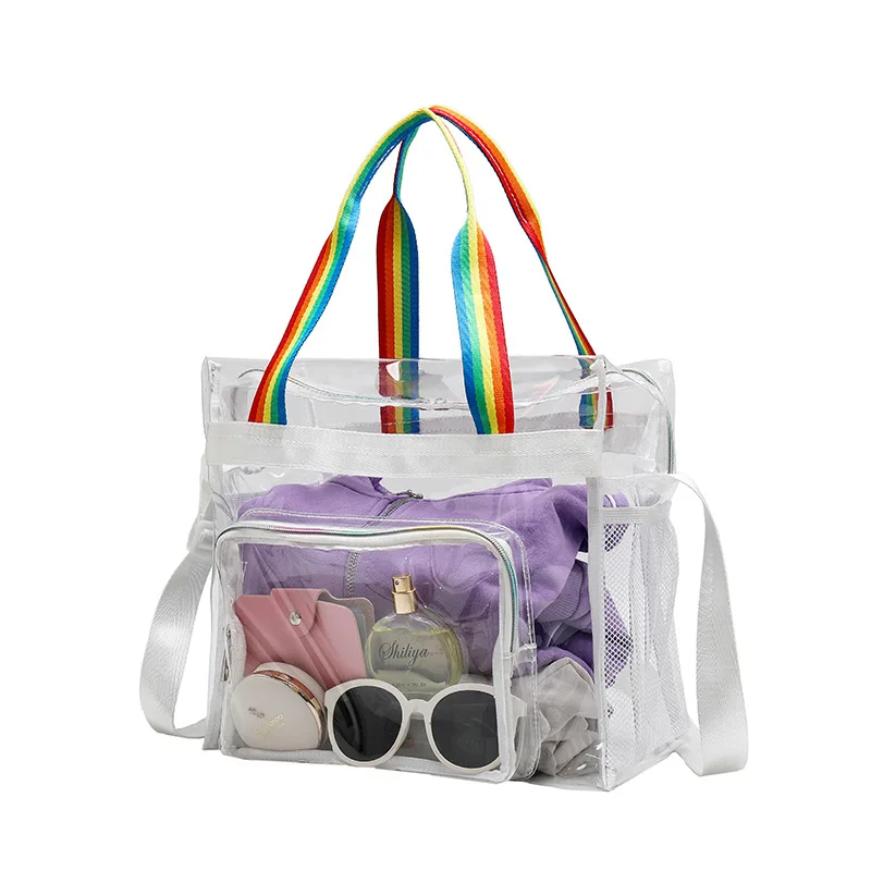 Прозрачная сумка из ПВХ, сумка для хранения фитнеса, летняя водонепроницаемая пляжная сумка для плавания из ПВХ большой емкости, сумка без пола