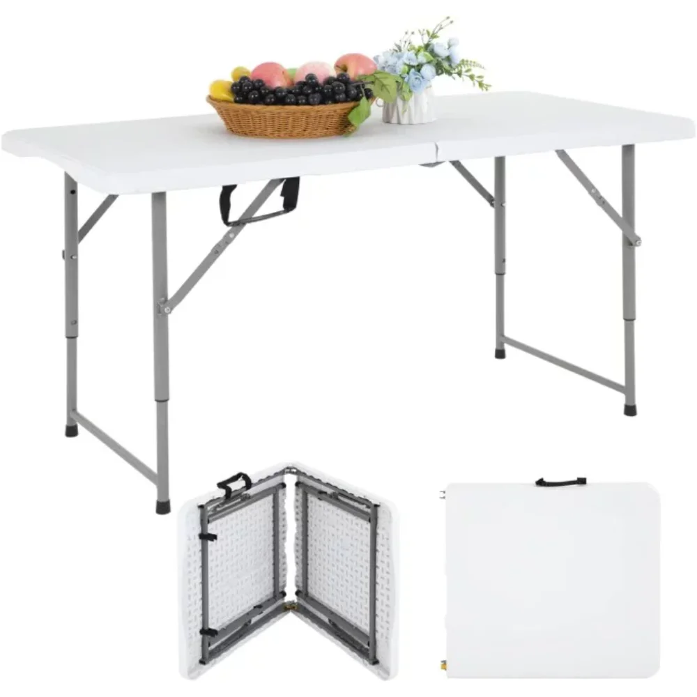 Складной стол SUGIFT 4 фута, регулируемый по высоте Походный стол, Офисный стол для пикника в помещении/на открытом воздухе, скамейка для кемпинга, белый