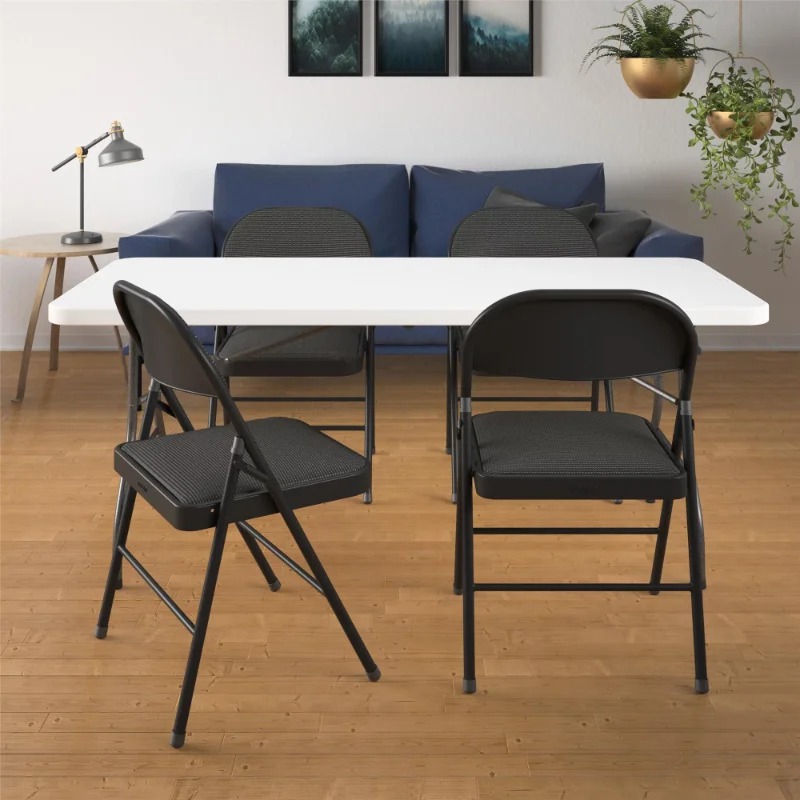 Складной стул с тканевой обивкой Mainstays, черный, 4 предмета мебели для патио, набор уличных стульев, садовая мебель