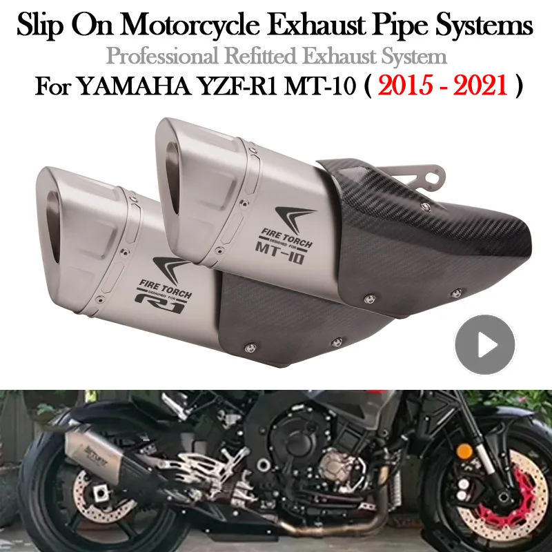 Слипоны Для YAMAHA YZF R1 MT-10 R1M MT10 2015 2021 Мотоциклетные Выхлопные Системы Escape Moto Глушитель Среднего Звена Трубы Карбоновая Крышка