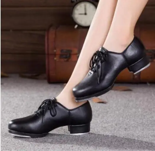 Современная чечетка с квадратной линией, женские кроссовки, Танцевальная чечетка для взрослых, обувь из искусственной или коровьей кожи, обувь для взрослых, Мужская Женская обувь