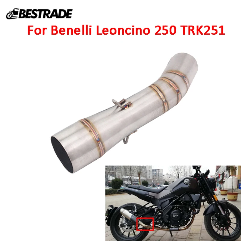 Средняя труба для мотоцикла Benelli Leoncino 250 TRK251 Любых лет, среднее звено, соединительная трубка, накладка на 51 мм из нержавеющей стали