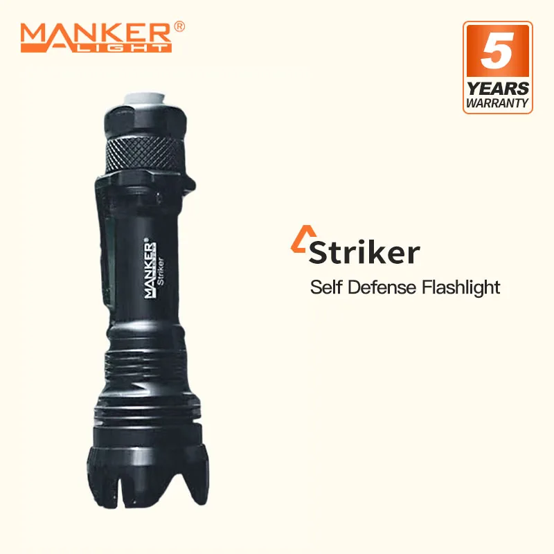 Тактический фонарик Manker Striker с батареей 18650, Дальность луча 2300 Люмен, 500 М, Защита от разряда, Аварийный выключатель