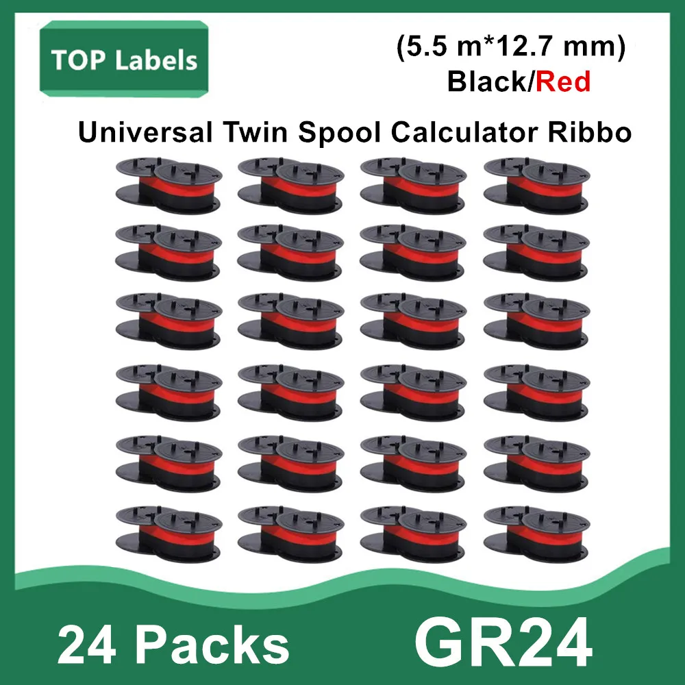 Универсальная лента-калькулятор с двумя катушками GR24 для NuKote BR80c Dataproducts R3027 Porelon 11216 Sharp El 1197 P III (черный/Красный)